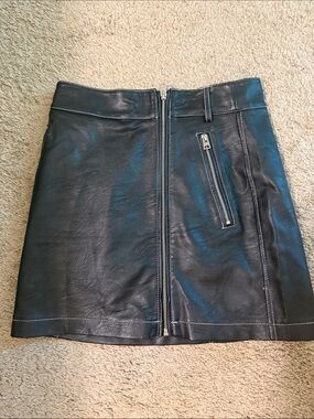 Topshop Black Faux Leather Zip-Front Mini Skirt